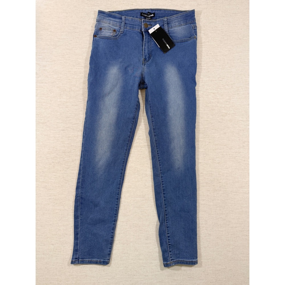 Fashion Nova Skinny Jeans Women 13 Blue New All The Booty Ripped BOZ001
